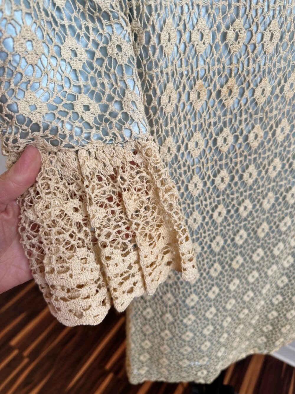 1960s Baby Blue Lace Sheath Dress Cottage Core Inspired - Picture 4 of 11